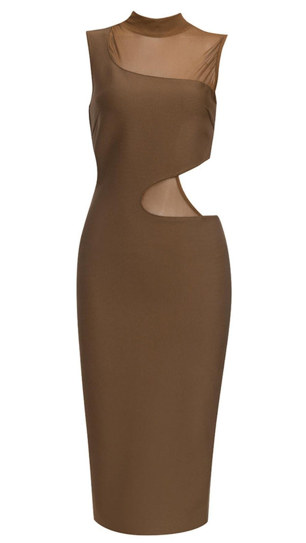 AIIZIE CUT OUT MIDI DRESS IN BROWN - product image