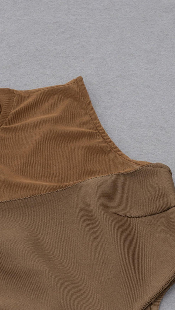 AIIZIE CUT OUT MIDI DRESS IN BROWN - product image