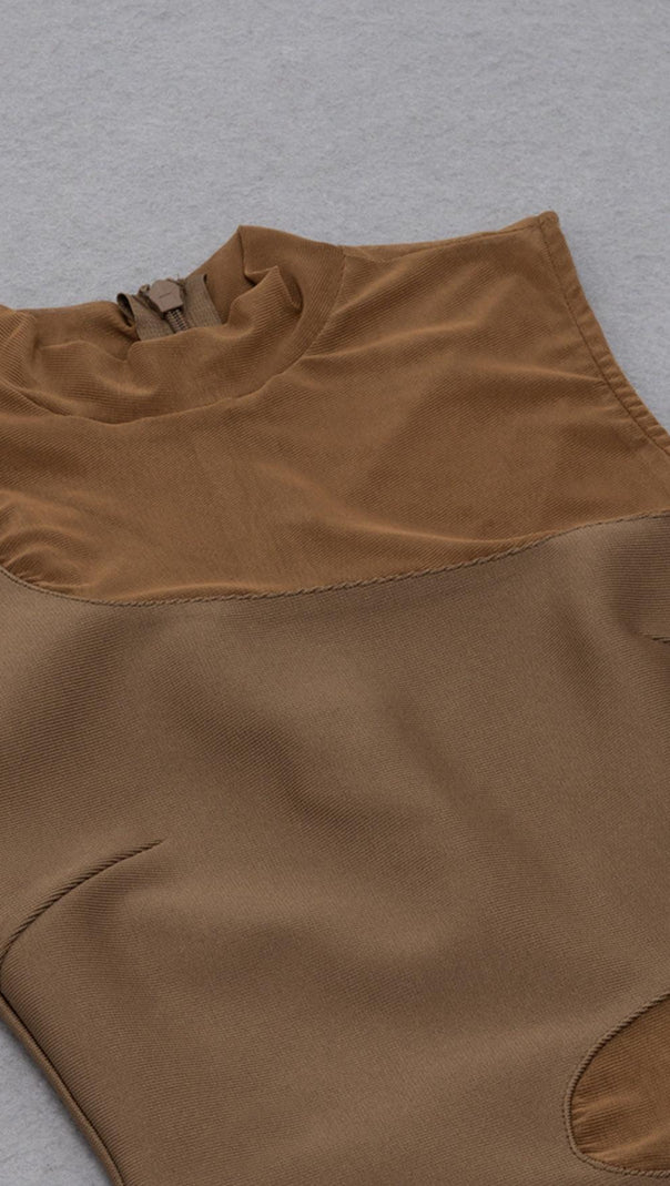 AIIZIE CUT OUT MIDI DRESS IN BROWN - product image