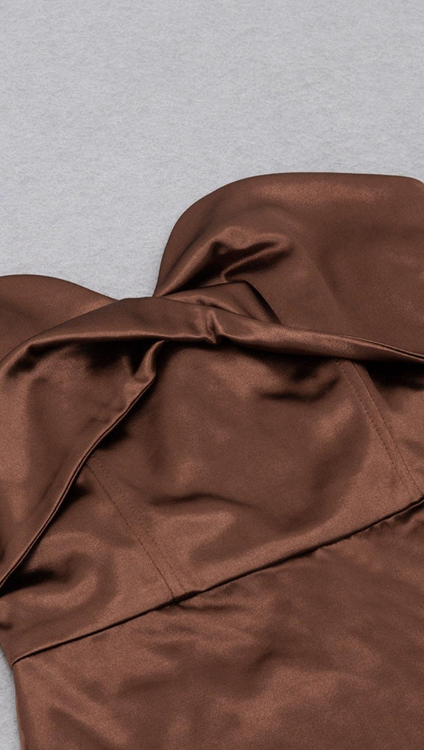 AIIZIE STRAPLESS SPLIT DRESS IN BROWN - product image