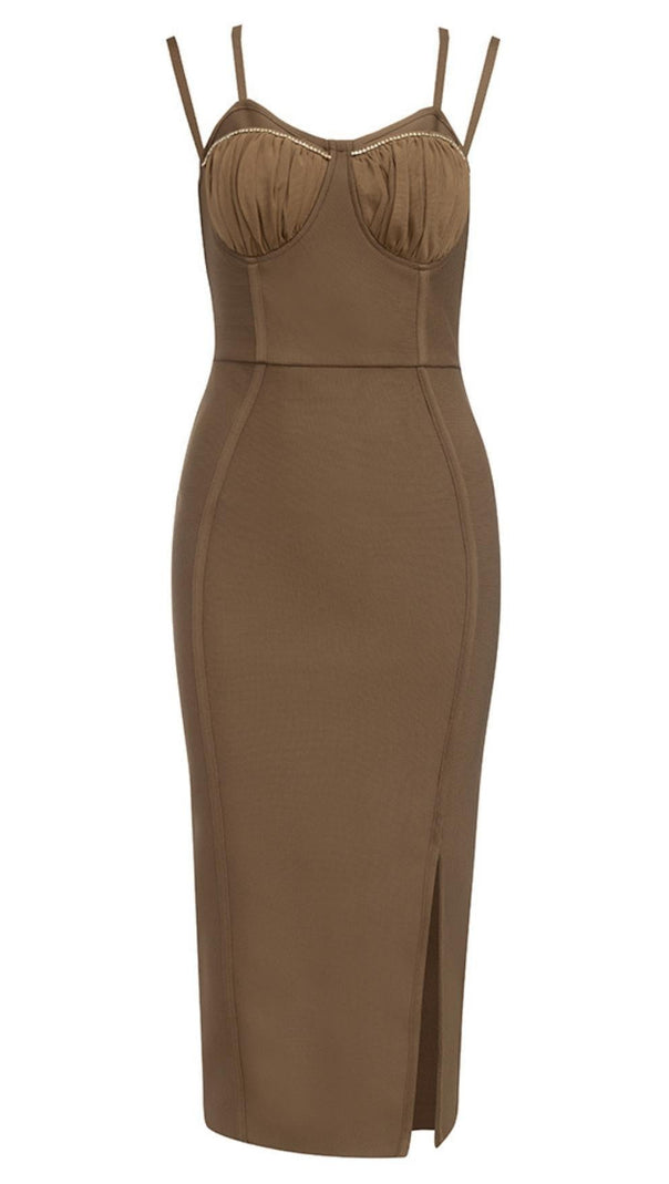 AIIZIE CORSET MAXI DRESS IN BROWN - product image