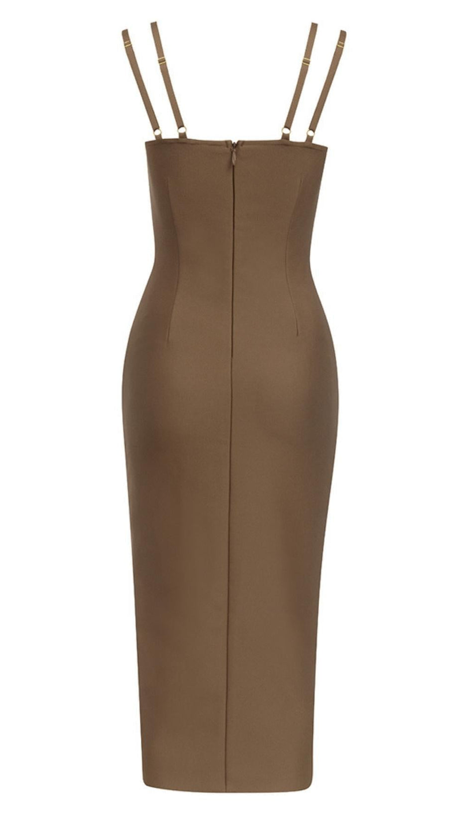 CORSET MAXI DRESS IN BROWN