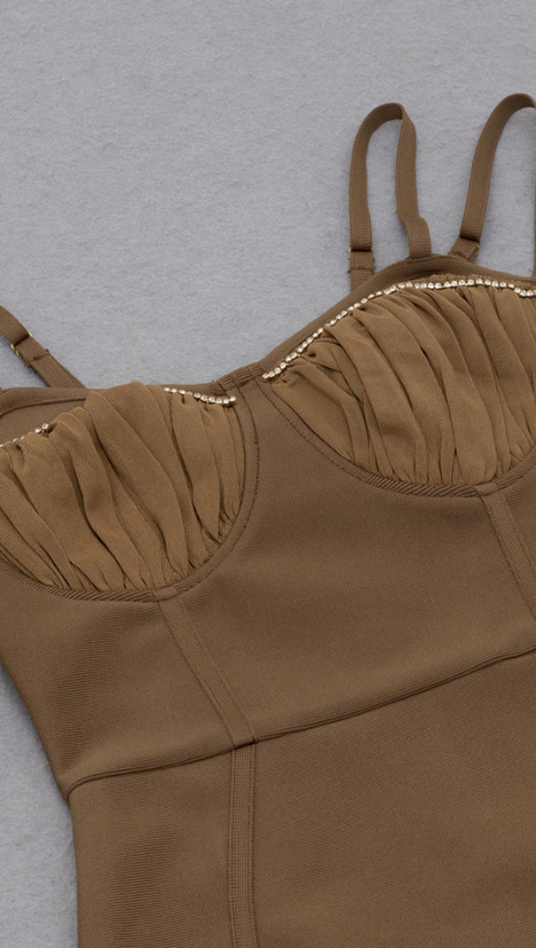 AIIZIE CORSET MAXI DRESS IN BROWN - product image