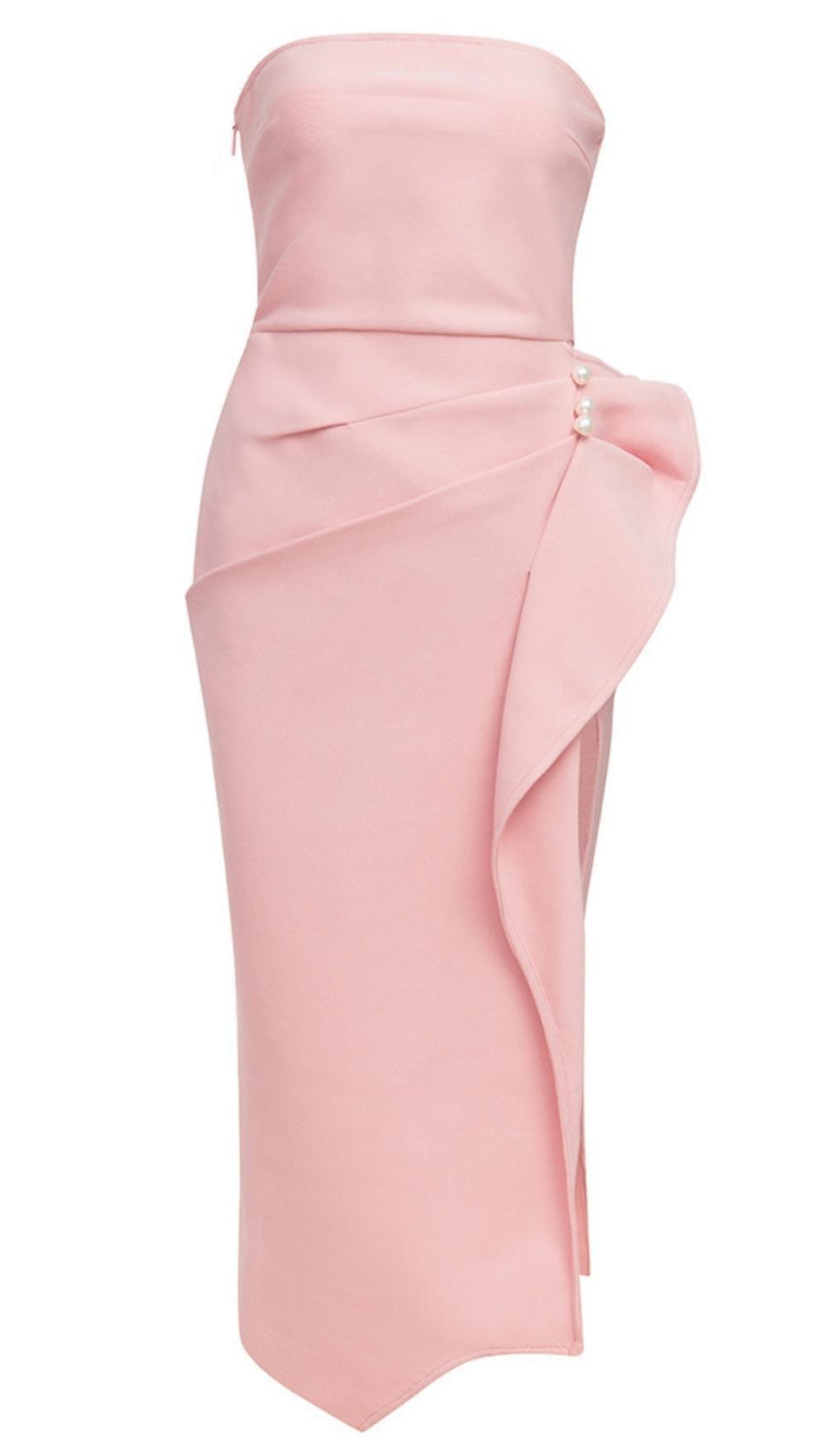 TRÄGERLOSES MIDIKLEID IN ROSA