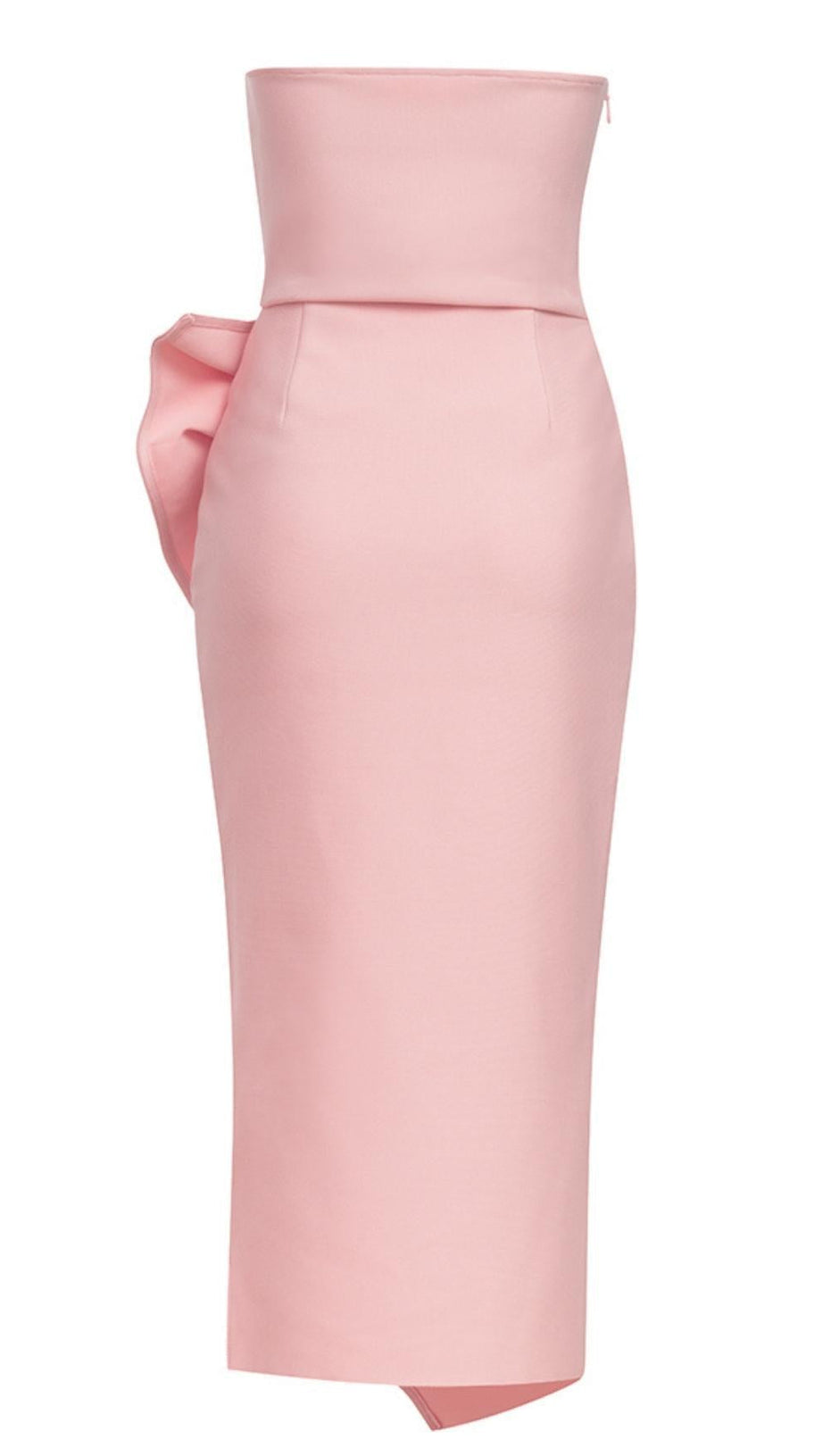STRAPLESS MIDI DRESS IN PINK