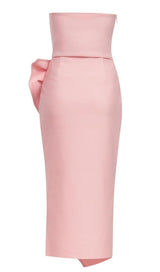 STRAPLESS MIDI DRESS IN PINK