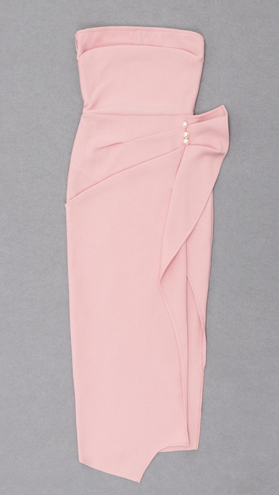 STRAPLESS MIDI DRESS IN PINK