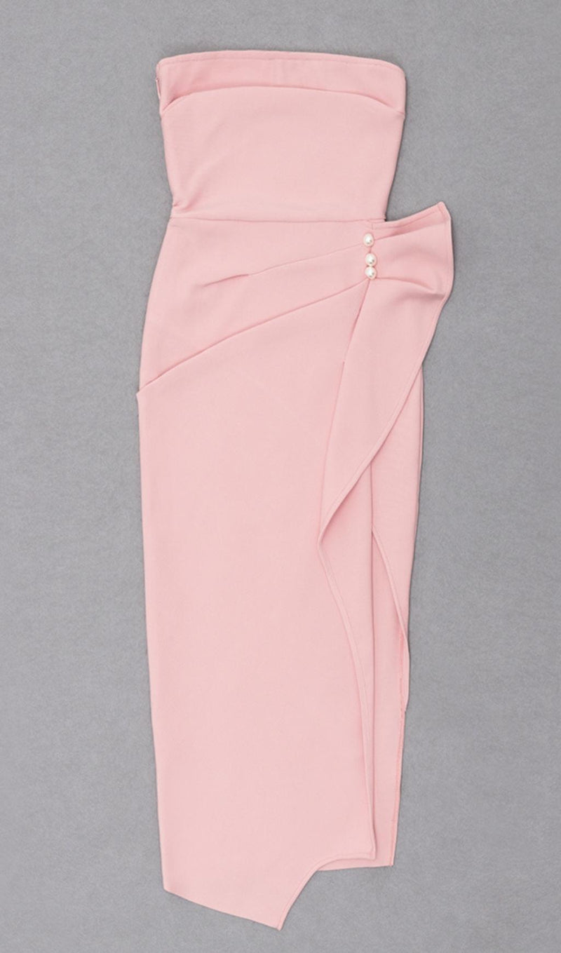 STRAPLESS MIDI DRESS IN PINK