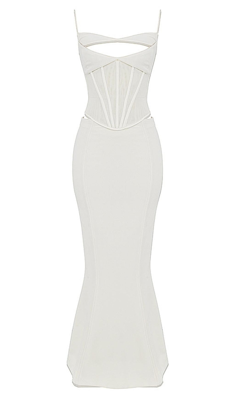 ABITO LUNGO CON CORSETTO BIANCO