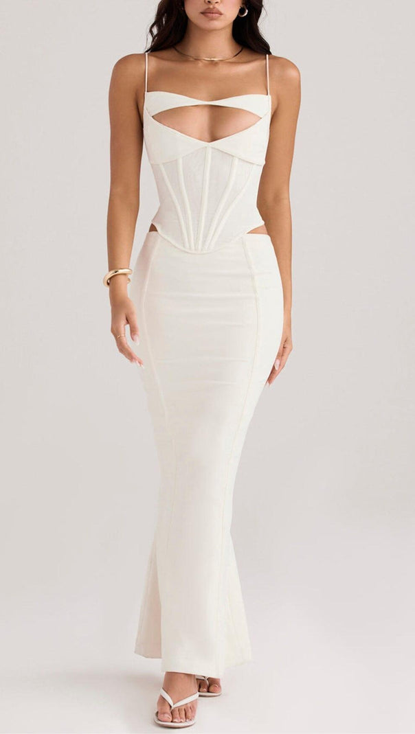 ABITO LUNGO CON CORSETTO BIANCO