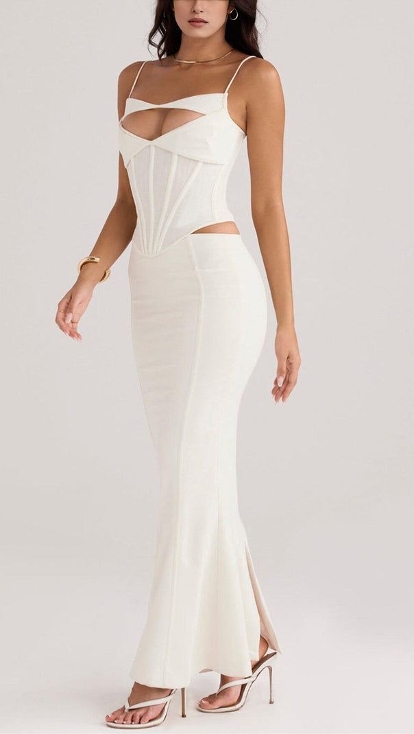 ABITO LUNGO CON CORSETTO BIANCO