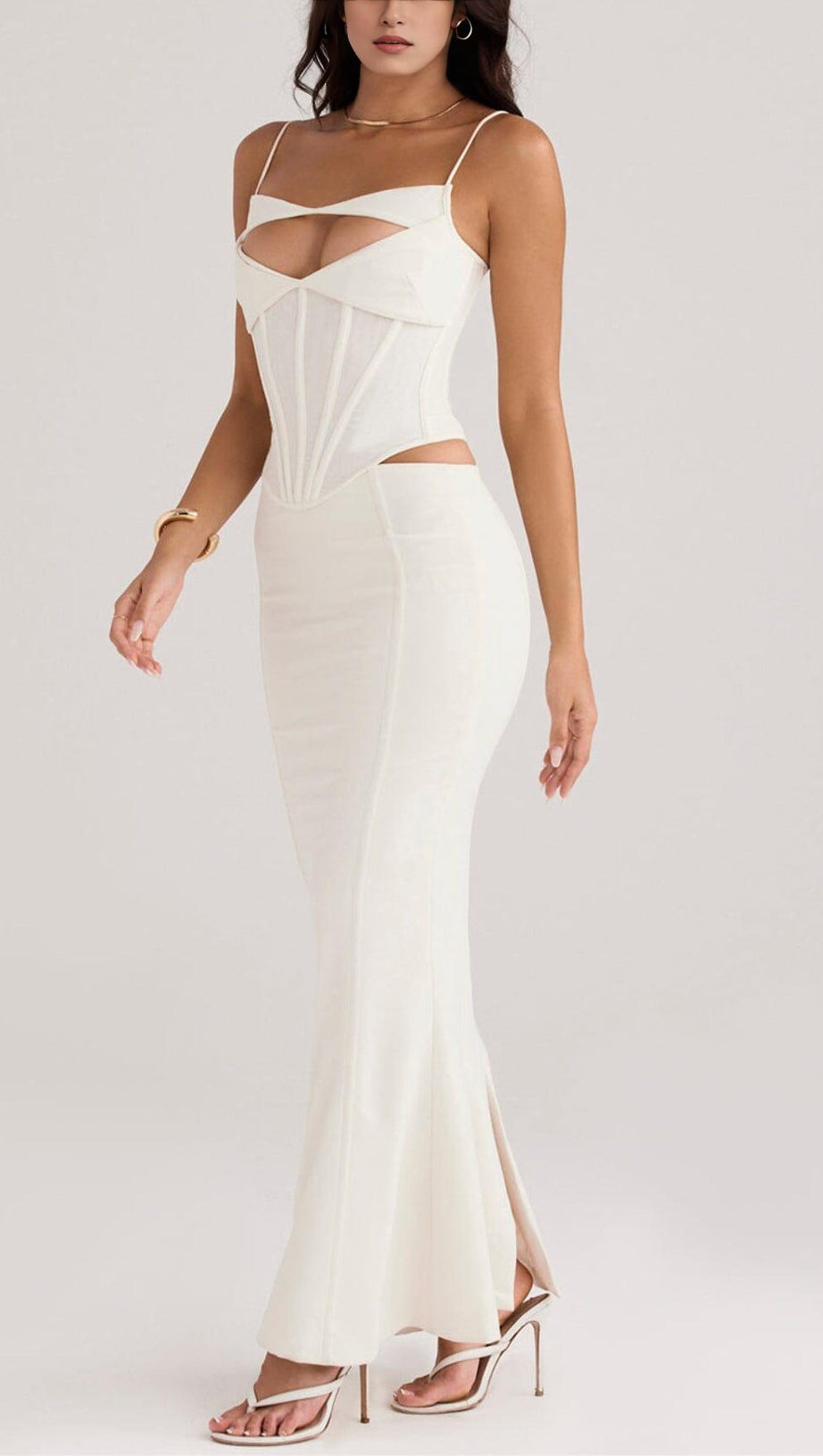 CORSET MAXI DRESS IN WHITE