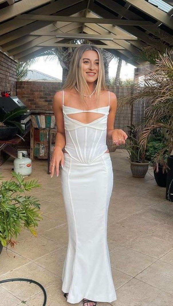 ABITO LUNGO CON CORSETTO BIANCO
