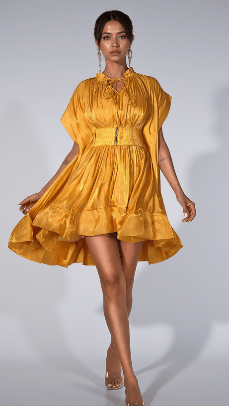 CALYSA 3D FLORAL RUFFLE MINI DRESS