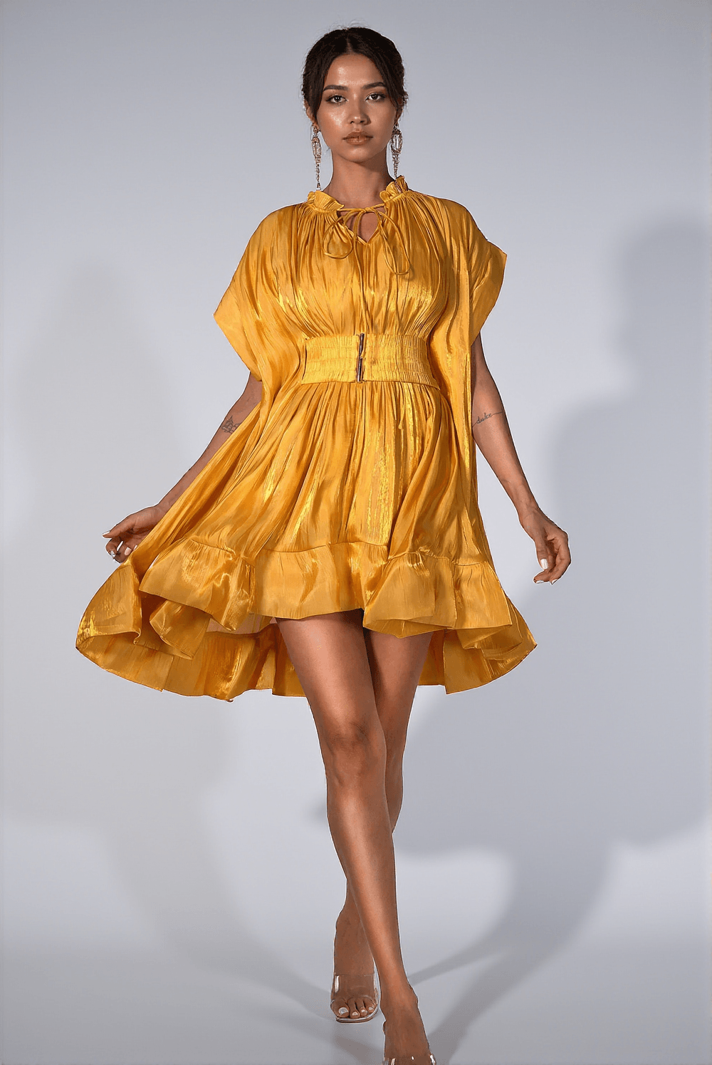 CALYSA 3D FLORAL RUFFLE MINI DRESS