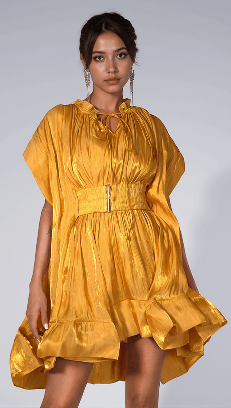 CALYSA 3D FLORAL RUFFLE MINI DRESS