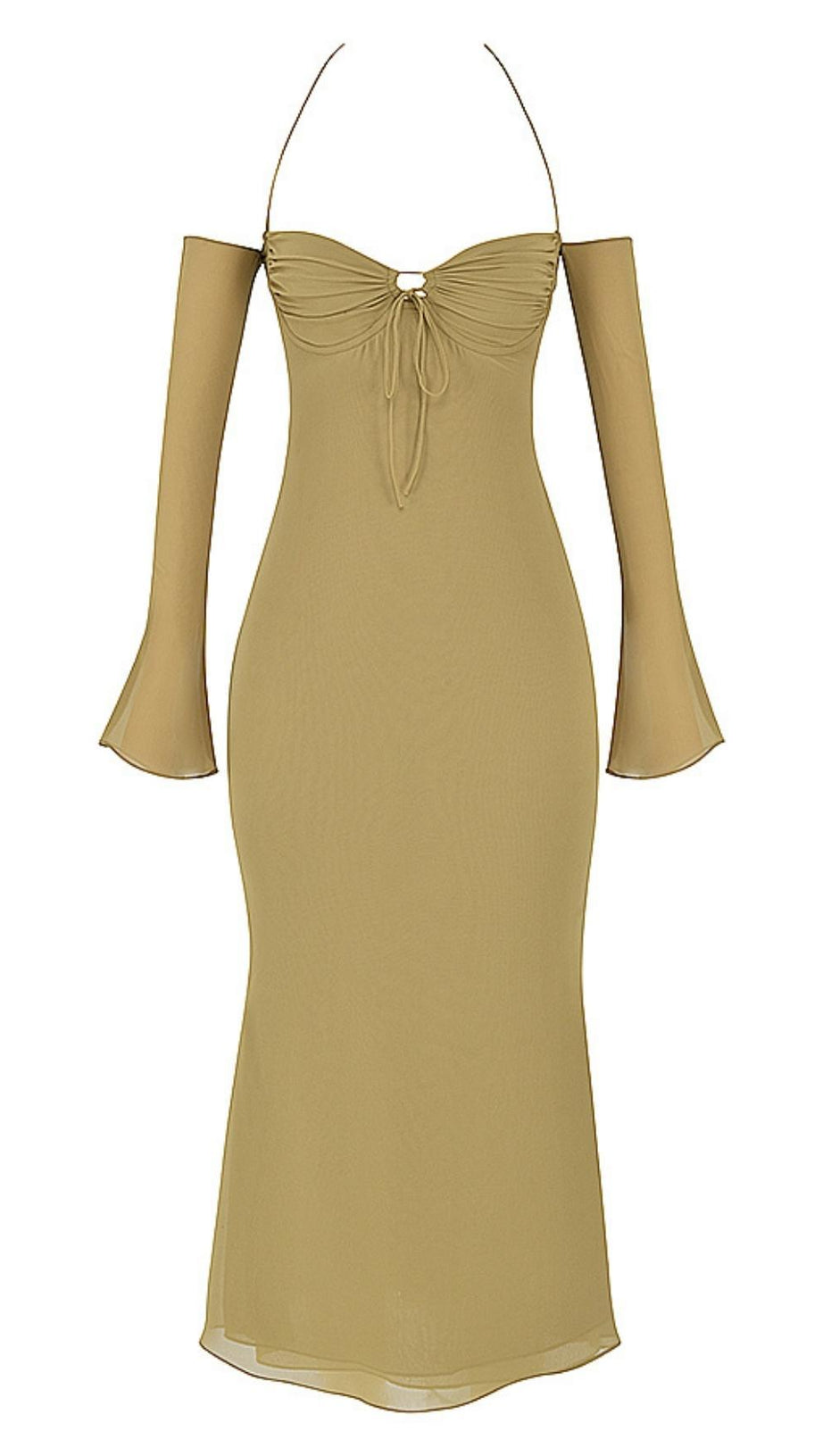 ABITO MIDI CON SCOLLO A V VERDE