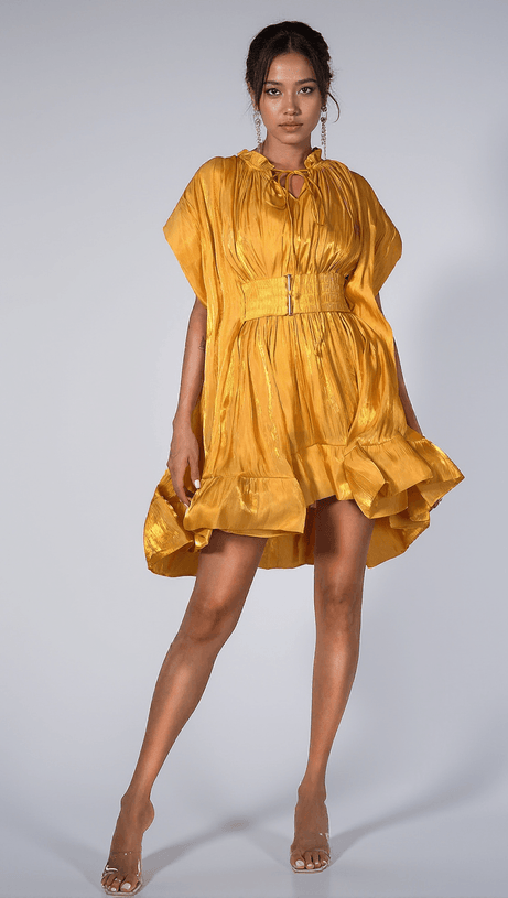 CALYSA 3D FLORAL RUFFLE MINI DRESS