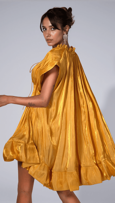 CALYSA 3D FLORAL RUFFLE MINI DRESS