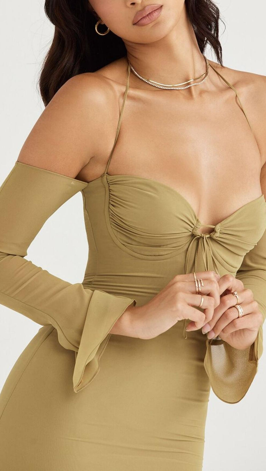 HALTER MIDI DRESS IN GREEN