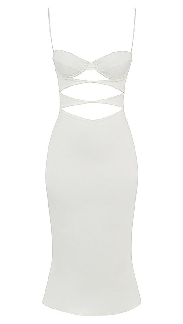 ABITO CORSETTO CON TAGLI IN RASO BIANCO