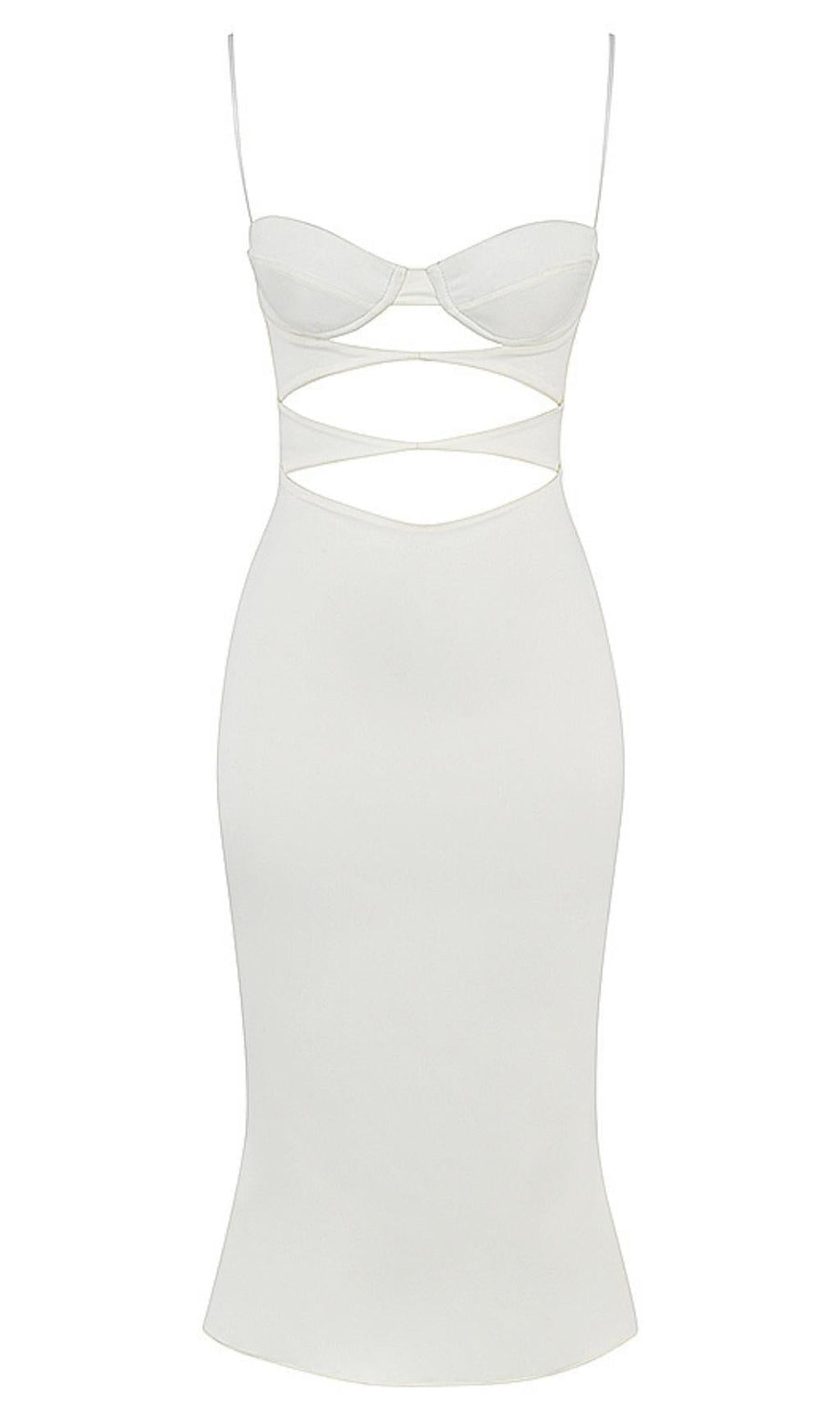 ABITO CORSETTO CON TAGLI IN RASO BIANCO