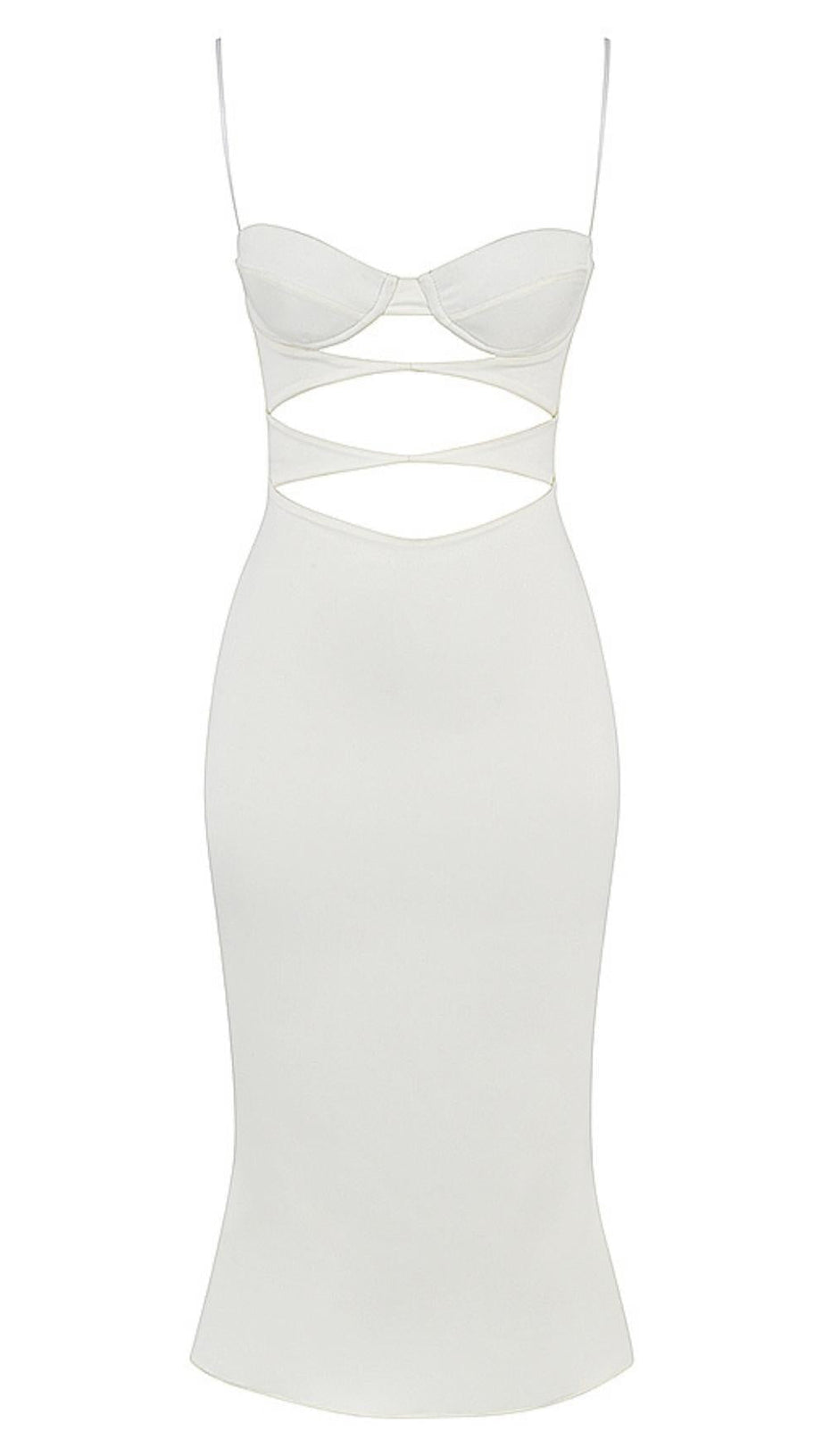 Satin-Korsettkleid mit Cut-outs in Weiß