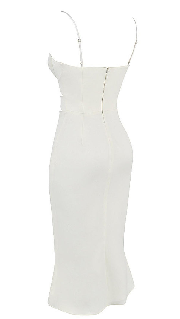 ABITO CORSETTO CON TAGLI IN RASO BIANCO
