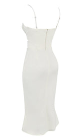 SATIN CUTOUT CORSET DRESS IN WHITE