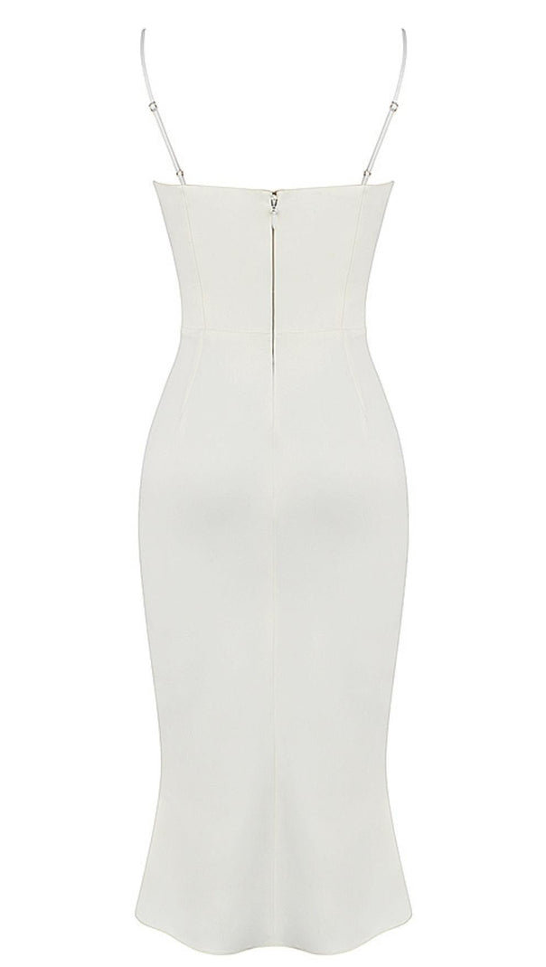 ABITO CORSETTO CON TAGLI IN RASO BIANCO