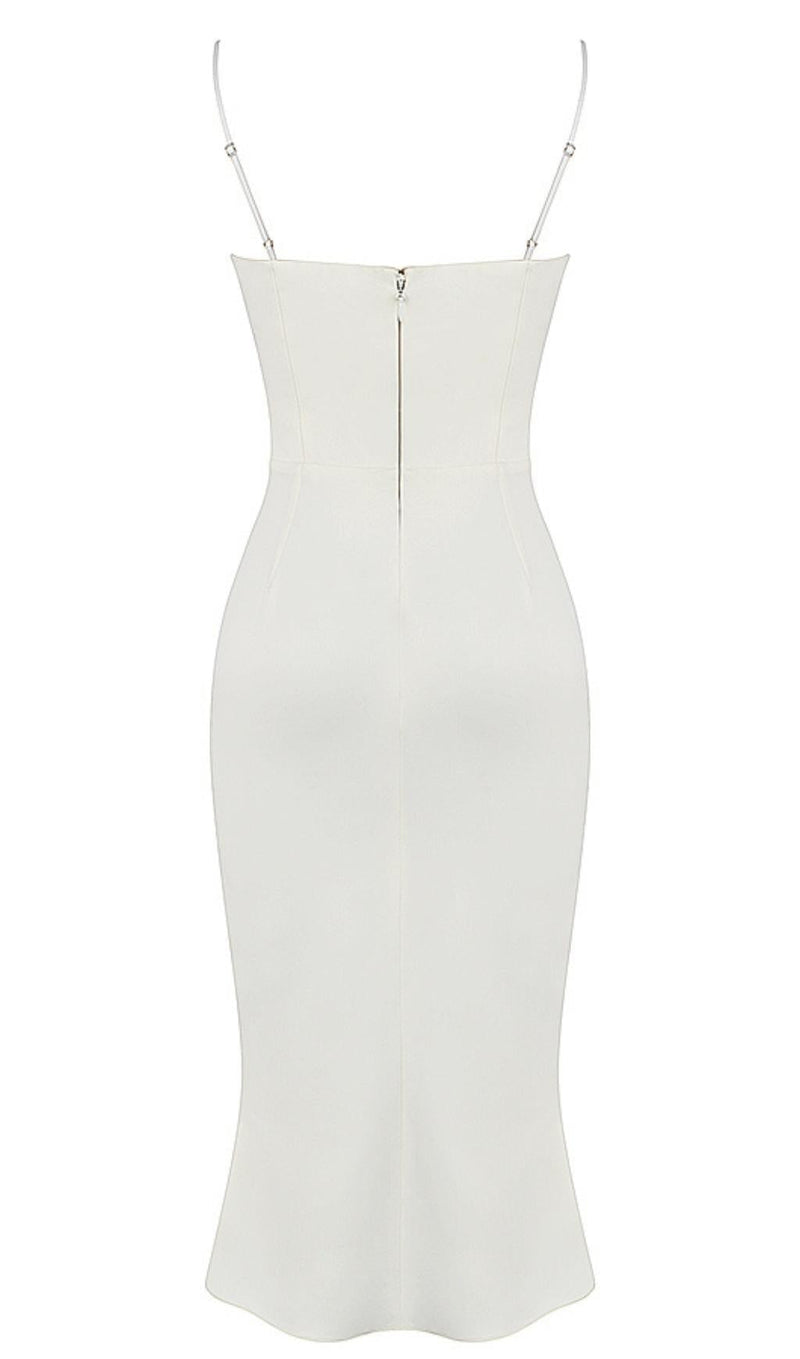 SATIN CUTOUT CORSET DRESS IN WHITE