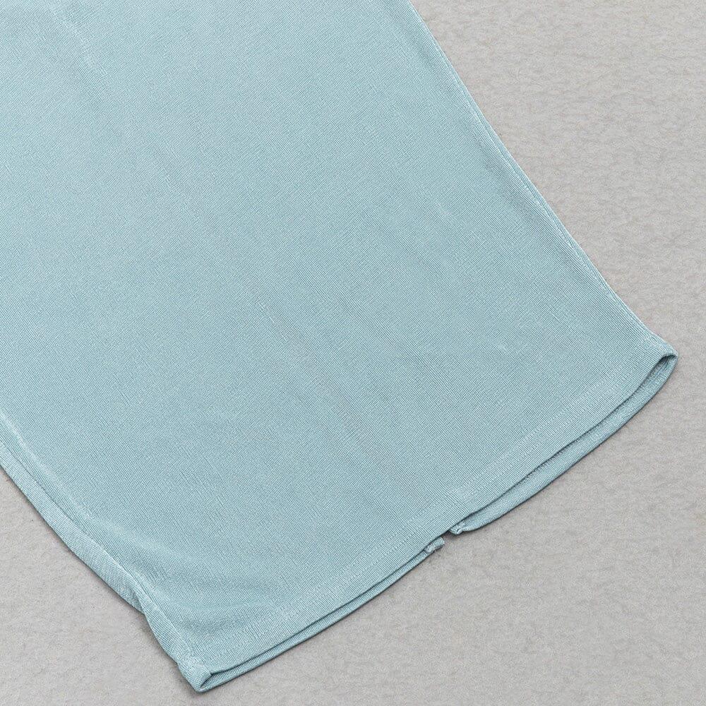 AIIZIE BLUE ONE-SHOULDER PLEATED BANDAGE MIDI DRESS - product image