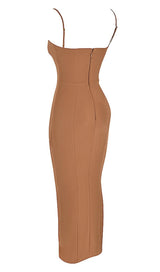 CORSET MAXI DRESS IN BROWN