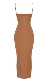 CORSET MAXI DRESS IN BROWN