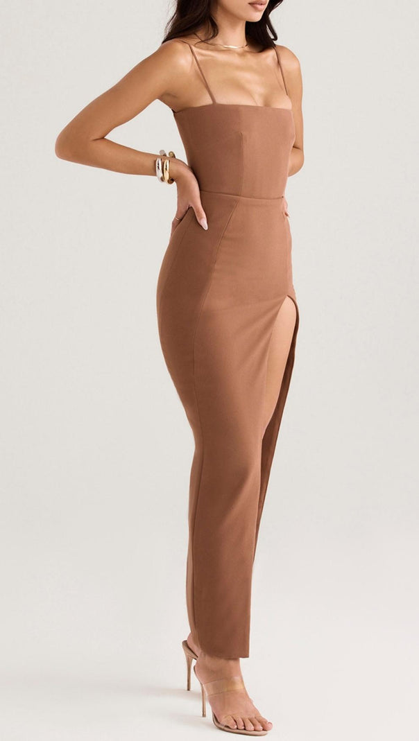 AIIZIE CORSET MAXI DRESS IN BROWN - product image