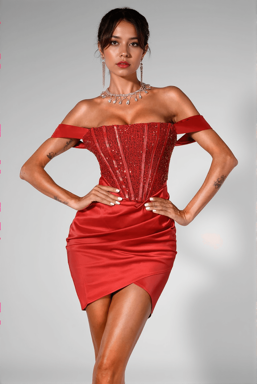 CAMILLIA SEQUIN RUCHE MINI DRESS