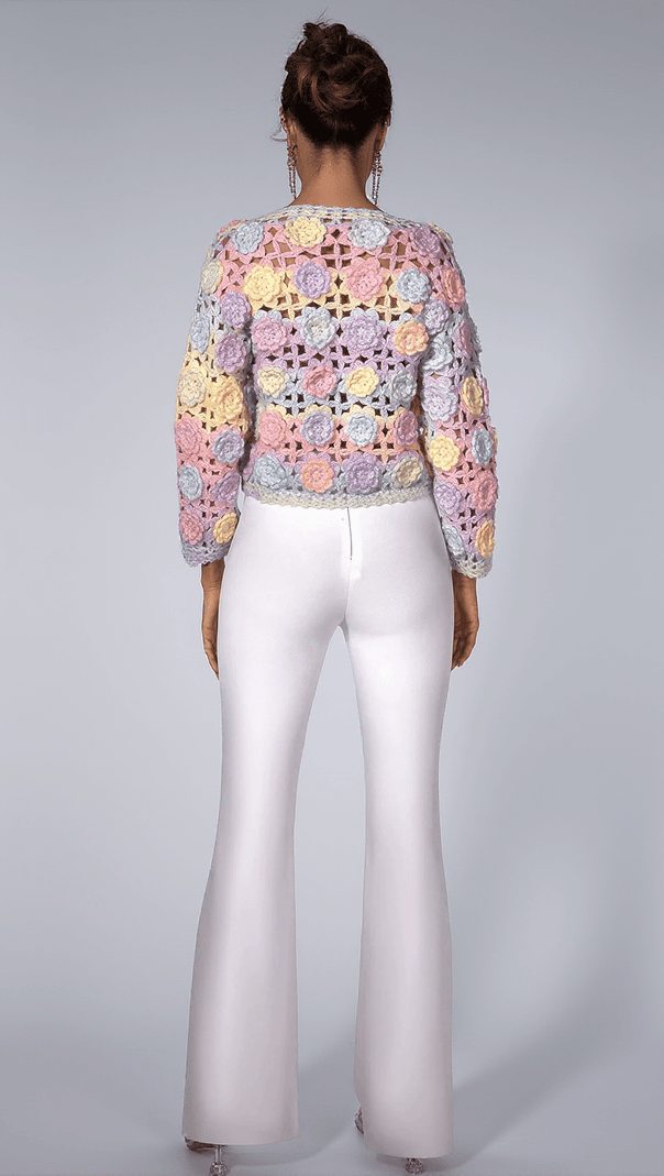 AIIZIE CAMRYNN FLORAL CROCHET SWEATER - product image