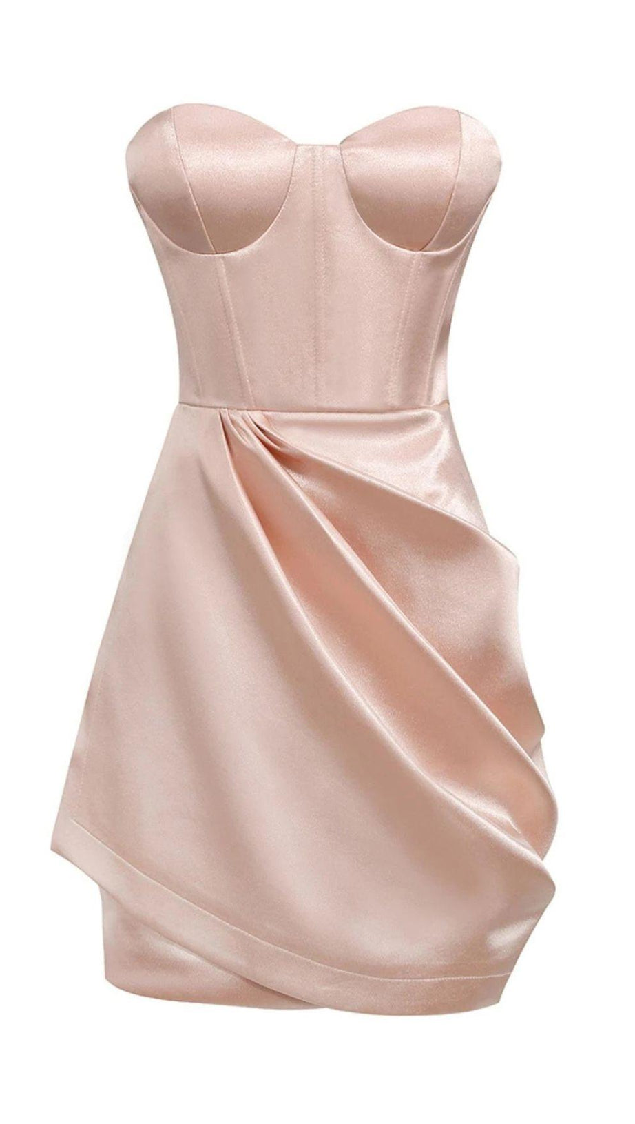 DRAPIERTES TRÄGERLOSES MINIKLEID IN HELLROSA