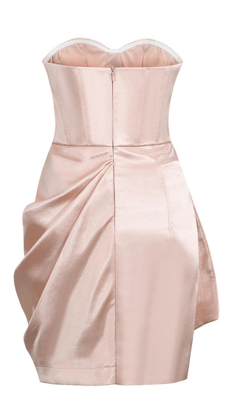 MINI ABITO DRAPPEGGIATO SENZA SPALLINE ROSA PALLIDO