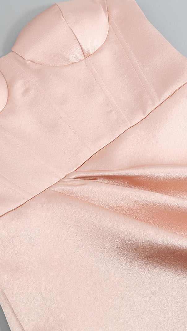 AIIZIE DRAPED STRAPLESS MINI DRESS IN PALE PINK - product image