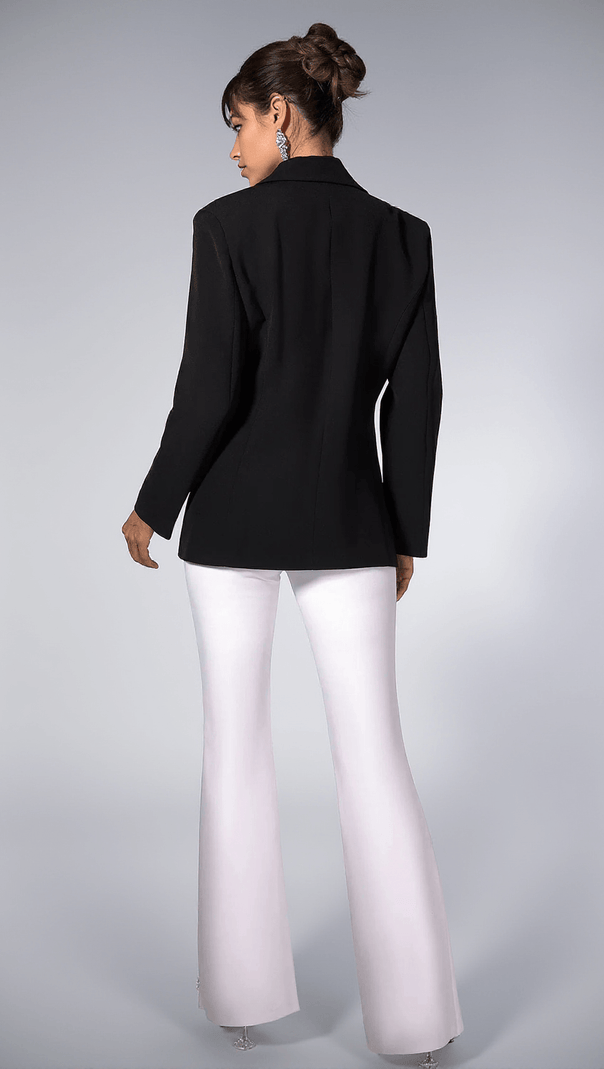 AIIZIE ANNICKA RHINESTONES FLORAL BLACK BLAZER - product image