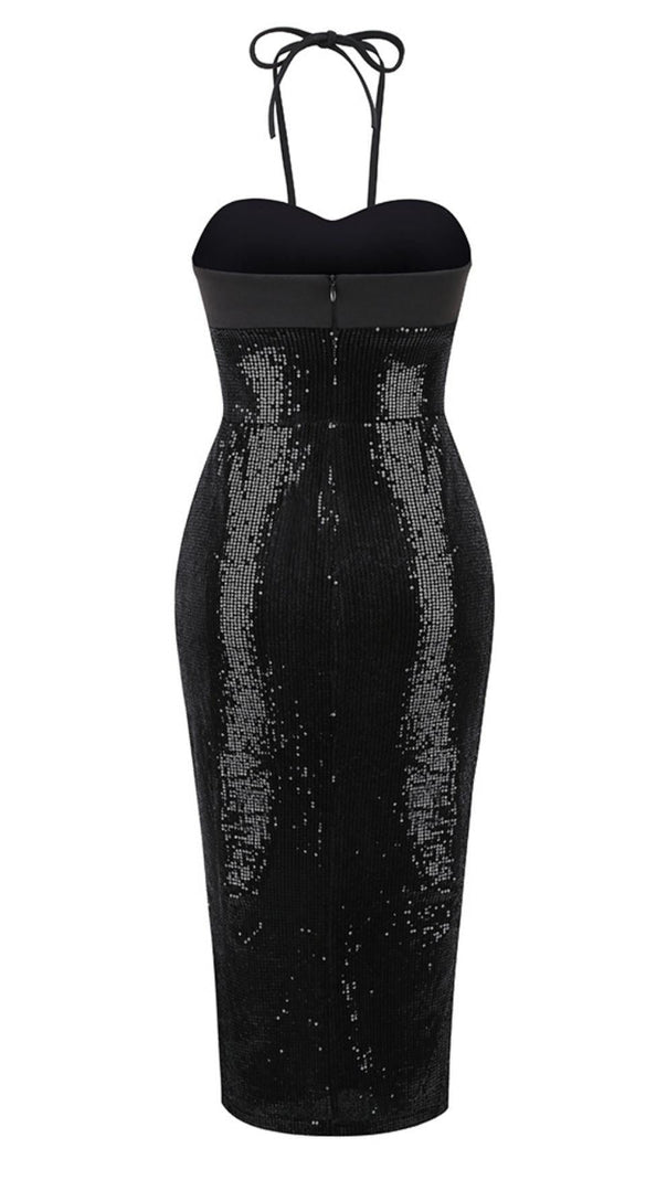 AIIZIE CUT OUT HIGH SPLIT MAXI DRESS IN BLACK - product image