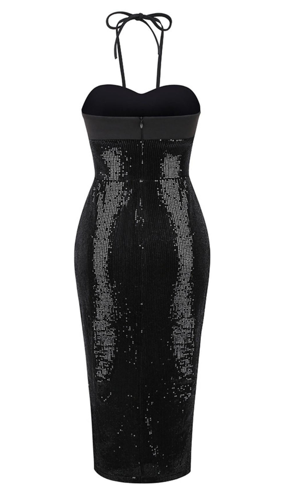 CUT OUT HIGH SPLIT MAXI DRESS IN BLACK