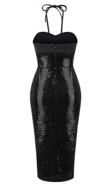 Cut Out High Split Maxi Dress in Black