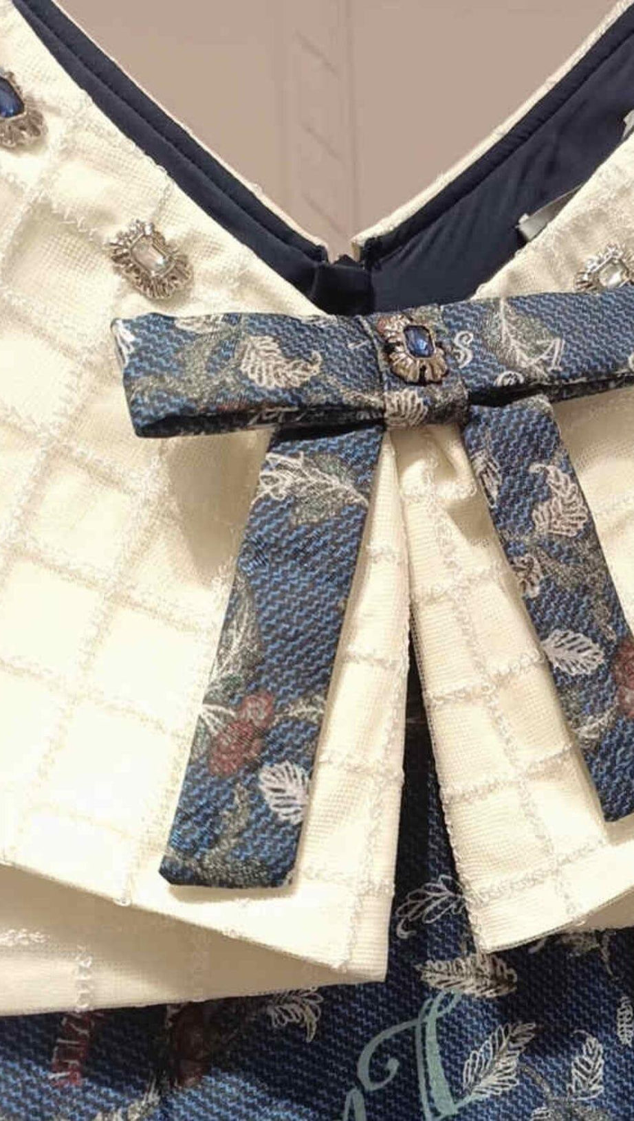 BLUE BOW SWEETHEART WAISTBAND SLEEVELESS FLORAL MINI DRESS