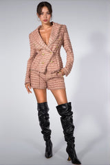 Brendalyn Fringe Tweed Mini Blazer Set