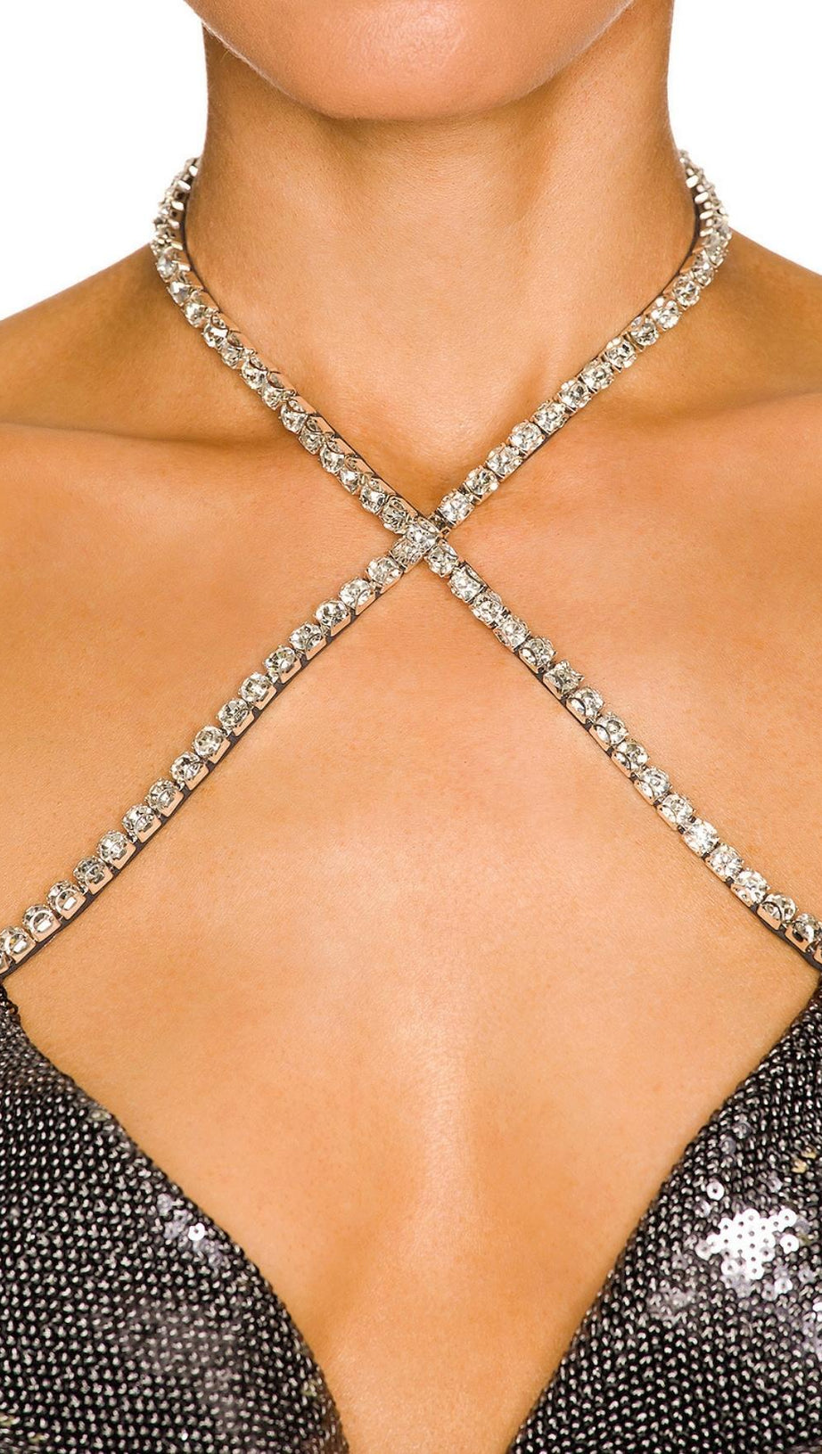 MIDI DRESS WITH SEQUINS SLITS IN SLIVER