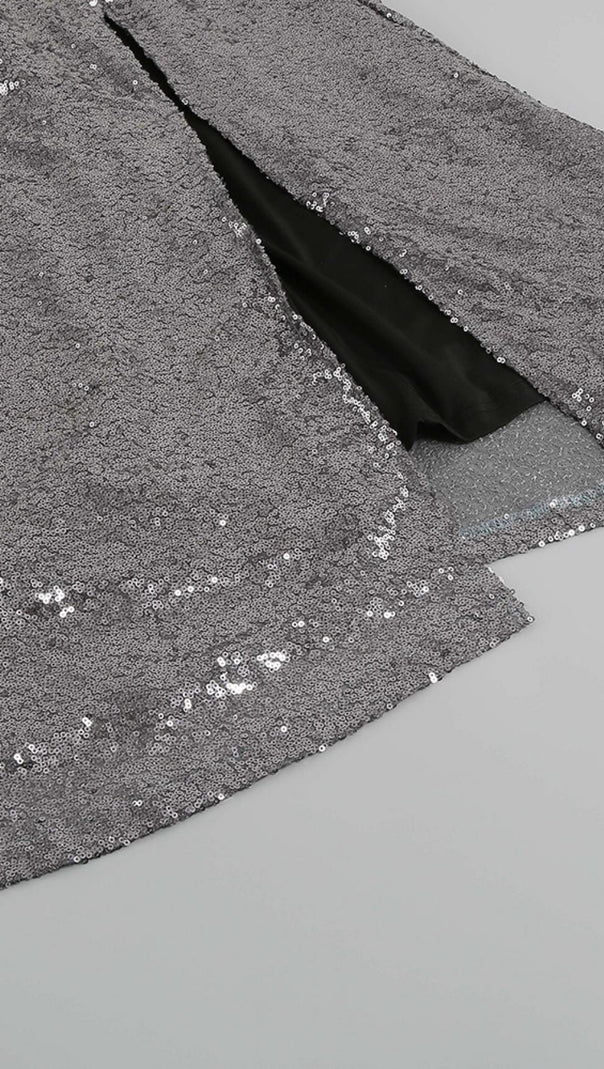 AIIZIE MIDI DRESS WITH SEQUINS SLITS IN SLIVER - product image