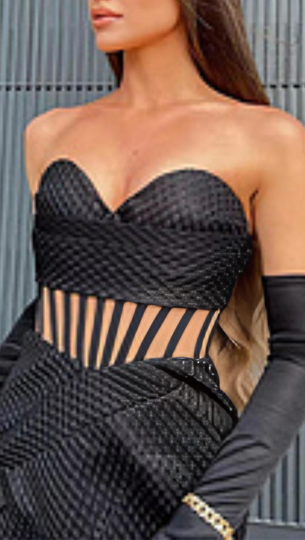 AIIZIE STRAPLESS CORSET DRESS IN BLACK - product image