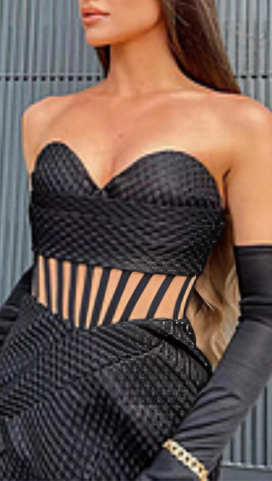 STRAPLESS CORSET DRESS IN BLACK